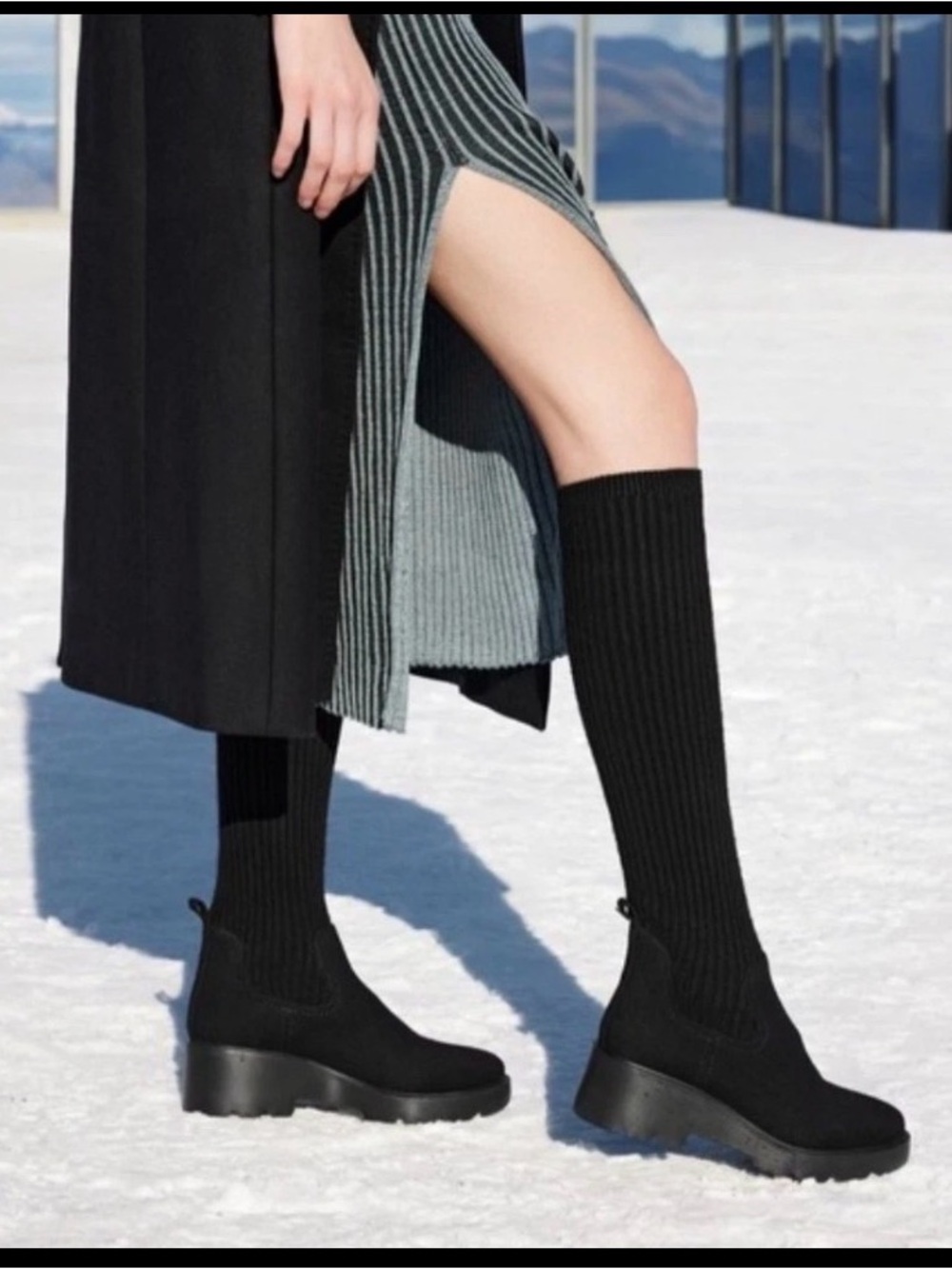 Vivaia Eduarda Women’s Black Knee-High Sock Boots